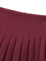 Aiertu - Women Fashion Solid Pleated Side Zipper A-Line Mini Skirt Shorts Vintage High Waist Female Chic Lady Shorts Aiertu