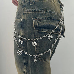 Aiertu Unisex Jeans Pannts Chain Belts For Men and Women Punk Metal Crescent Geometric Bag Chain Hip Hop Hipster Cool Street keychain Aiertu