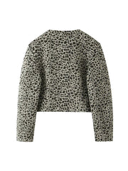 Aiertu - Women Fashion Printed Single Breasted Jackets Vintage O-Neck Long Sleeves Female Chic Lady Outfits Aiertu