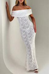 Aiertu - Sexy Lace Backless Fishtail Off Shoulder Long Dresses Aiertu