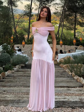 Aiertu - Elegant Slash Neck Pleated Mesh Patchwork Dress Women Fold Sleeveless Backless Chic Summer 2025 Robe Slim Sexy Party Dresses Aiertu