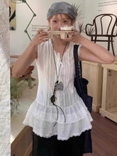 Aiertu - Summer Sweet Lace Patchwork Loose Vest Women Grunge Cute Sleeveless Y2k Aesthetic Tops Harajuku Bandage Bow Tank Top Vintage Aiertu