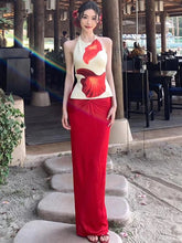 Aiertu - Flower Print Dress Sets For Women Slim High Waist Skirt And Sexy Backless Bodycon Tank Tops 2 Piece Suits Vacation Dress Aiertu