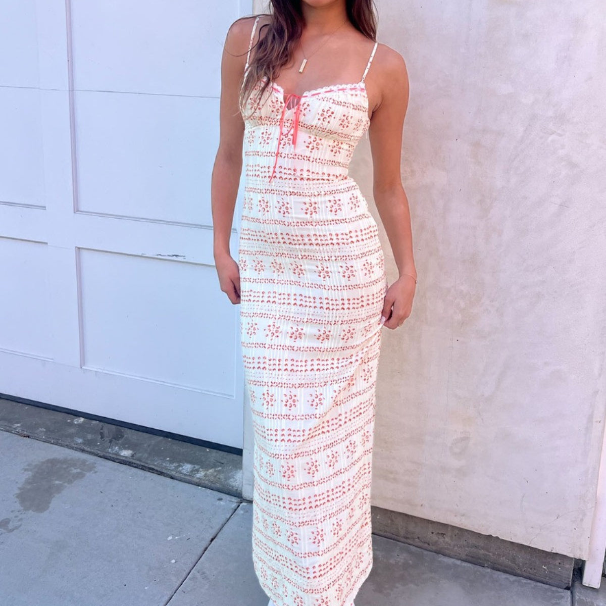 Aiertu Orange Printed Straps Maxi Dress shopify