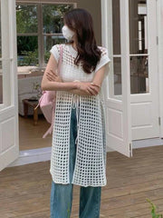 Aiertu - Summer Hollow Out Knitted Bandage Women's Dress Loose Casual Streetwear Tank Dresses Sexy Y2k Aesthetic Korean Vestido De Mujer Aiertu