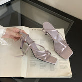 Aiertu Shoes Ladies' Slippers Cross-Tied Slipers Women Low Heeled Mules Summer 2025 High Fabric PU Rome Rubber Slides Scandals Pumps Aiertu