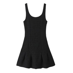 Aiertu - French Style Vintage Spring Tweed Tank Dress For Women Elegant Square Neck Sleeveless A-line Mini Dresses Party Robe Aiertu