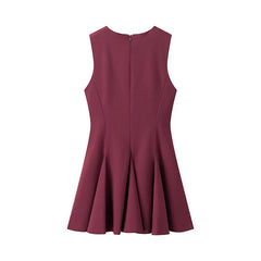 Aiertu - 2025 Women Bow Lace Up O Neck Elegant Mini Dresses Fashion A-line Slim Office Lady Sleeveless Dresses Female Vestidos Aiertu