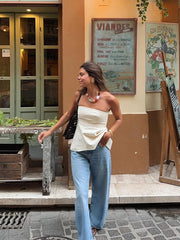 Aiertu - Slim Sleeveless Off Shoulder Vest Top Women Backless A-line White 2026 Summer Tank Holiday Commute Zipper Sexy All-match Tops Aiertu
