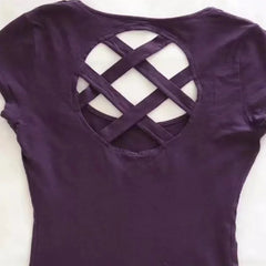 Aiertu - Retro Gothic new printed purple back hollow women T-shirt Y2k slim fit and slim summer fashion design short top Aiertu