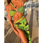 Aiertu - 1 Piece Cover-Ups Bikinis 2025 Sexy Women Swimsuits Swimwear Female Leaves Bikini Set Bathing Suit Swimming Suits Mesh Dress Aiertu