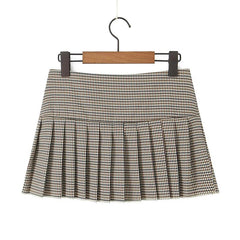 Aiertu - Cool Girl Side Zipper With Tie Pleated Mini Skirt Sexy Low Waist American Retro Women Skirts With Shorts Lining Aiertu
