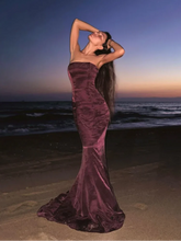 Aiertu - Luxurious Velvet Slim Strapless Fishtail Dress Women Elegant Backless Sleeveless Maxi Dresses 2026 New Lady Party Evening Gowns Aiertu