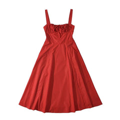 Aiertu - Summer Women Cross Lacing Up Bandage Back Sling Elegant Party Dresses Midi Robe Aiertu