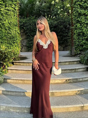 Aiertu - Elegant Lace Patchwork Maxi Dress Women Sexy Spaghetti Strap Sleeveless Backless Bodycon Dresses 2026 Party Evening Vestidos Aiertu