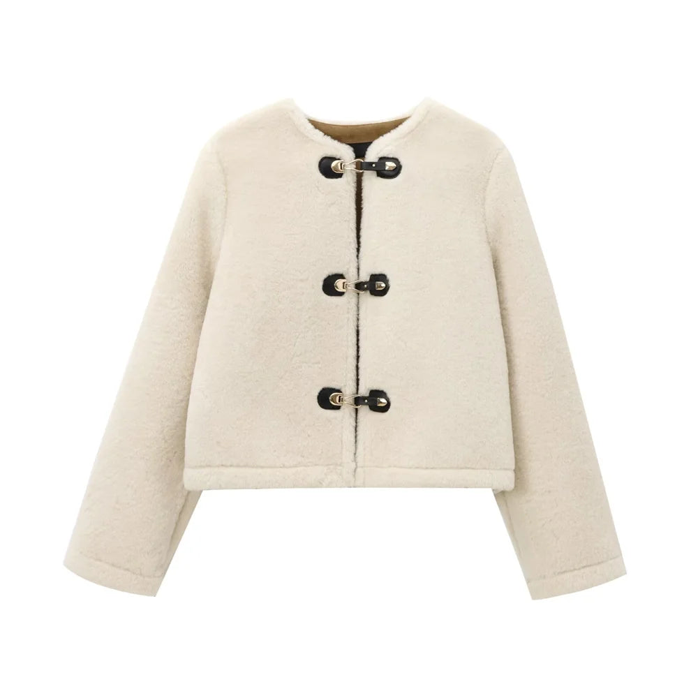 Aiertu - Autumn New European and American Style Loose Casual Long Sleeved Double-sided Rope Buckle Jacket Jacket Aiertu