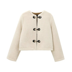 Aiertu - Autumn New European and American Style Loose Casual Long Sleeved Double-sided Rope Buckle Jacket Jacket Aiertu