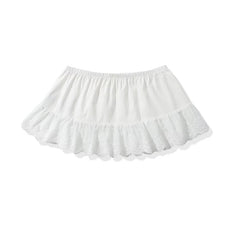 Aiertu - 2025 Women Floral Embroidery Sexy Low Waist A-line Mini White Skirt Sweet Girl Cotton Holiday Summer Skirts Aiertu