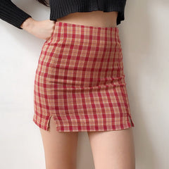 Aiertu - Red Cara Plaid Skirt - new trend inspo - trashy outfits - dinner outfits Aiertu