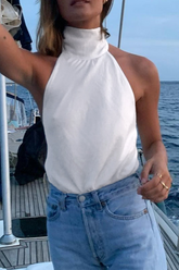 Aiertu - Sexy Solid Split Joint Halter Tops Aiertu