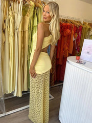 Aiertu - Elegant Irregular Hollow Dress Women Ruched Backless Knot Ribbon+Mesh Patchwork Bottoms Vacation Fashion Matching Suits Aiertu