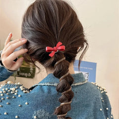 Aiertu Korean Telephone Wire Bowknot Hair Loop for Woman Girls High Elastic Head Rope Ponytail Elastic Hair Ties Hair Accessories Aiertu