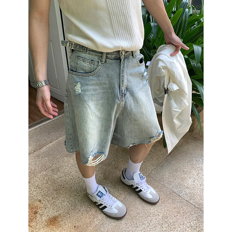 Aiertu Summer Women's Retro 90s Wide Leg Baggy Casual Denim Shorts Harajuku Aesthetic High Waist Loose Shorts Fashion Punk Shorts Aiertu