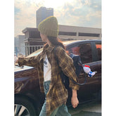 Aiertu Vintage Plaid Shirts Women Harajuku Oversized Long Sleeve Blouses Summer Streetwear Korean Casual All Match Cardigan Tops Aiertu
