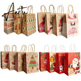 4Pcs Merry Christmas Paper Gift Bags Santa Claus Snowflake Dot Cartoon Stripe Xmas Tree Candy Biscuit Bag for Christmas Supplies Aiertu