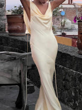 Aiertu Satin Backless Tie Up Maxi Dress aiertu