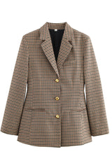 Aiertu -Casual Plaid Buttons Patchwork Contrast Turn-back Collar Outerwear aiertu