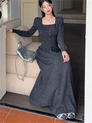 Aiertu - Stylish Slim Sweaters Women OL Sweet Knitted Maxi Skirts Winter Suits Elegant Hot Sale Office Lady New High Street Sets Aiertu