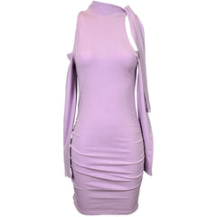 Aiertu - Pure Sexy Off Shoulder Hip Wrap Dress Women's Summer Lace-up Slim Fit Long-sleeved Short Dress Fashion Female Clothes Aiertu
