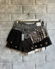 Aiertu - Y2K Street Punk Trend Girl Leopard Print Denim Sexy Short Skirt Hip-hop American Autumn New Slim Butt-covering Skirt for Women Aiertu