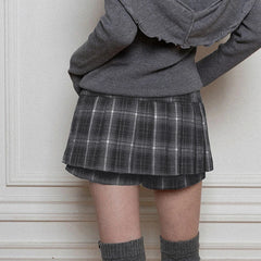 Aiertu - layered look inspo Grid Pattern Women Pleated Skirt Englang Style Vintage Casual A-line Short Skirt Y2K Preppy Skirts with Shorts Under Aiertu