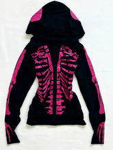Aiertu Pink Skull Graphic Hoodie Zip-up Y2k Women High Street Punk Vintage Clothes Winter Hooded Grunge Gothic New Hoodies Hoody Aiertu
