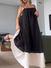 Aiertu - Solid Patchwork Loose Long Dress Women 2025 New Sleeveless Backless A-line Maxi Dress Summer Beach Holiday Casual A-line Vestido Aiertu