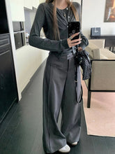 Aiertu - Modern Pleated Front Suit Trousers Women Slant Pockets High Waist Wide Leg Palazzo Pants Work Casual Plus Size Clothes Aiertu