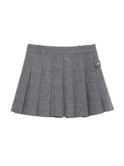 Aiertu Women Fashion Grey Pleated Side Zipper Mini Skirt Vintage High Waist A-Line Female Chic Lady Skirts Aiertu