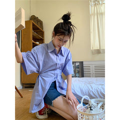 Aiertu Streetwear White Shirts Women Harajuku Folds Short Sleeve Blouses Summer Preppy Korean Fashion Design All Match Chic Tops Aiertu