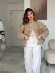 Aiertu - Women's Denim Two Pieces Set Pant Sets Long Sleeve Jacket Sets Elegant Women's Suits High Waist Trousers Outfit Streetwear Aiertu