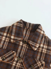 Aiertu Women Fashion With Pockets Plaid Single Breasted Jackets Vintage Lapel Neck Long Sleeves Female Chic Lady Outfits Aiertu