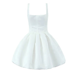 Aiertu - Elegant White Party Mini Dress Women Sleeveless Fishbone Slim Sexy Wedding Dresses Pretty Girl Bridesmaids Robe Short Aiertu