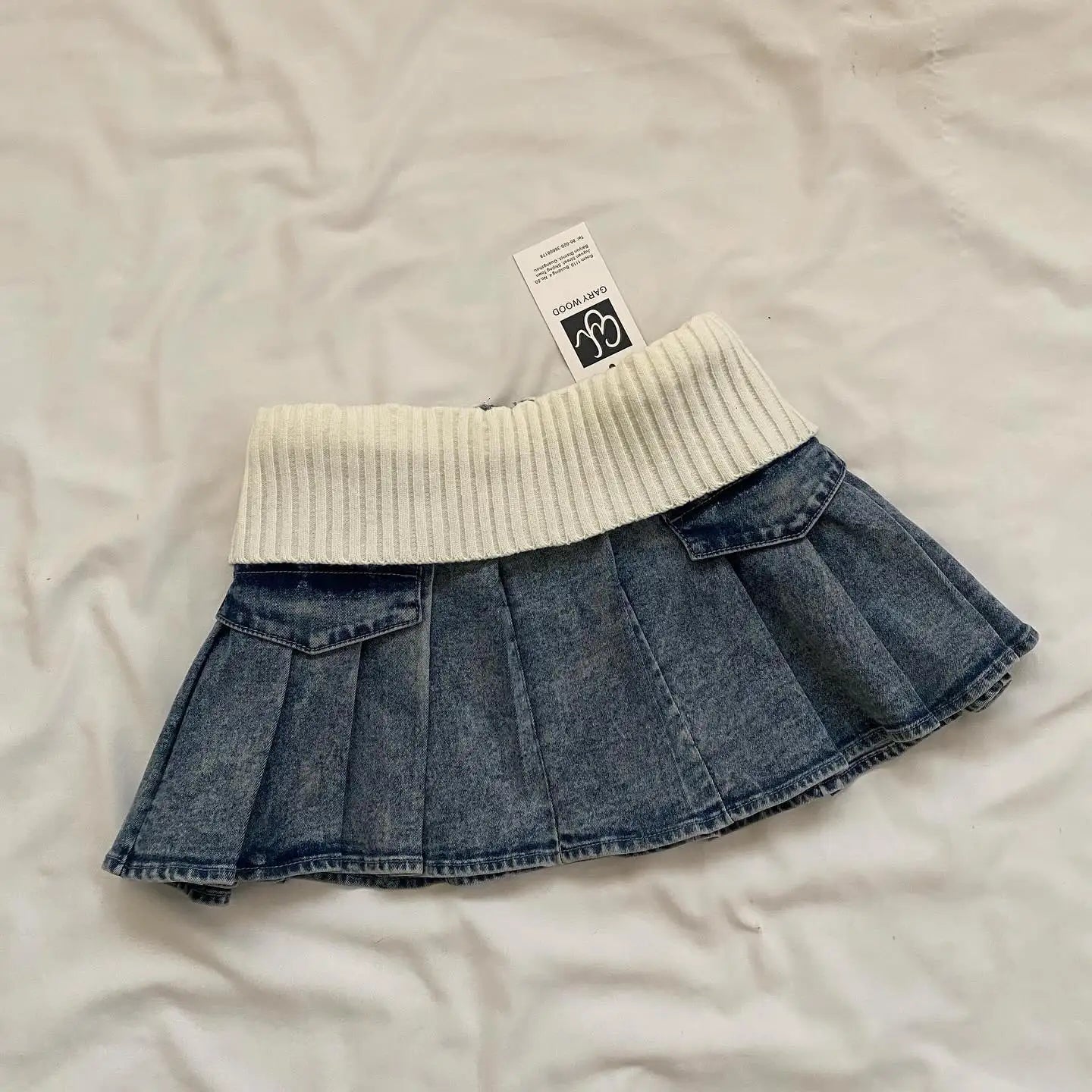 Aiertu - Y2K Retro Cotton Edge Denim Short Skirt Women Harajuku Fashion Low Waist Mini Skirt Autumn and Winter Sexy Hottie Slim Hip Skirt Aiertu