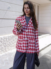 Aiertu - 2026 Fall / Autumn Winter New Women Fashion Basic Woolen Houndstooth Jacket Basic Blazer Aiertu