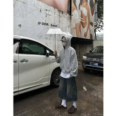 Aiertu - American Retro Blue Trousers Fashionable Street Straight Wide Leg Shorts Harajuku Hip Hop Loose Casual Shorts Men Clothing Aiertu