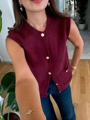 Aiertu - Pocket Solid Cardigan Vest Women O Neck Single Breasted Sleeveless Knit Waistcoat 2025 New Simple Casual Fashion Sweater Jacket Aiertu