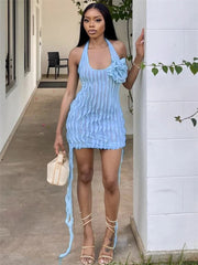 Aiertu - Summer Ruffled Floral MIni Dress Women's Fashion See-Through Beach Holiday Clothes Dress Sexy Female Backless Dress 2025 Aiertu