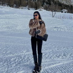 Aiertu - casual winter outfits Luxury Brand Furry Cropped Faux Fur Coat Women Winter 2024 Iconic Street Fashion Week Girls Fluffy Short Fur Jacket Aiertu