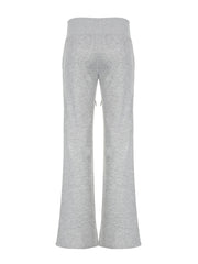 Aiertu - summer inspo Gray Drawstring Waist Casual Sweatpants Women Solid Simple Basic Minimalist Fitness Joggers Straight Pants Aiertu
